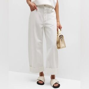 Citizens of Humanity Ayla Baggy Cuffed Crop - White, Size 26